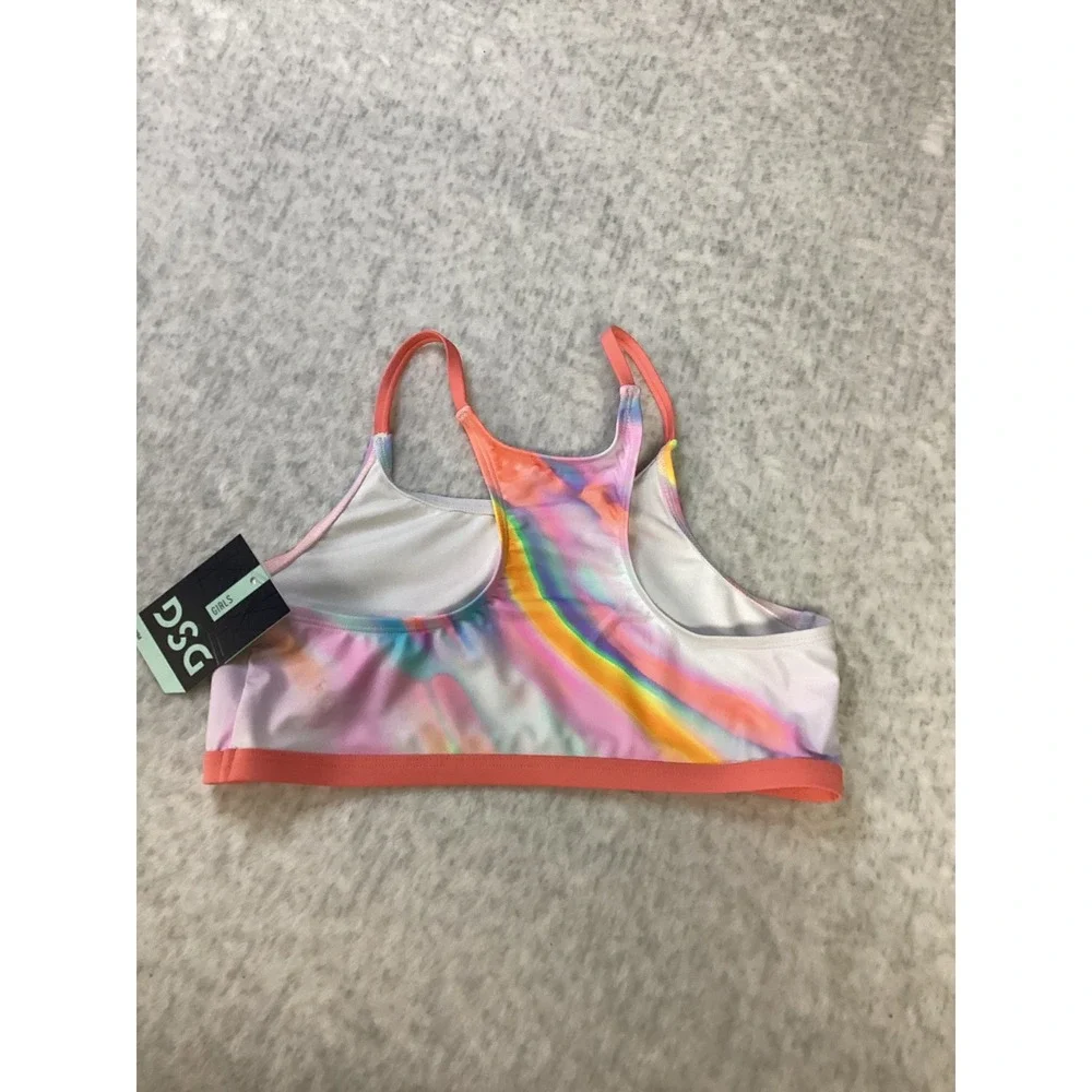 DSG Girls‎ Core Swim Top XL  Multi Abstract Racerback Bikini Sporty New DSG8110